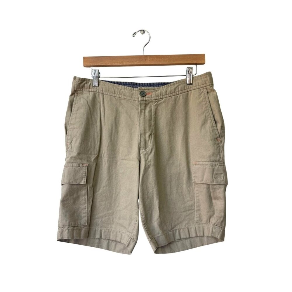 Tommy Bahama Mens Cotton Linen Cargo Shorts‎ Size M 9" Inseam Khaki Tan Coastal